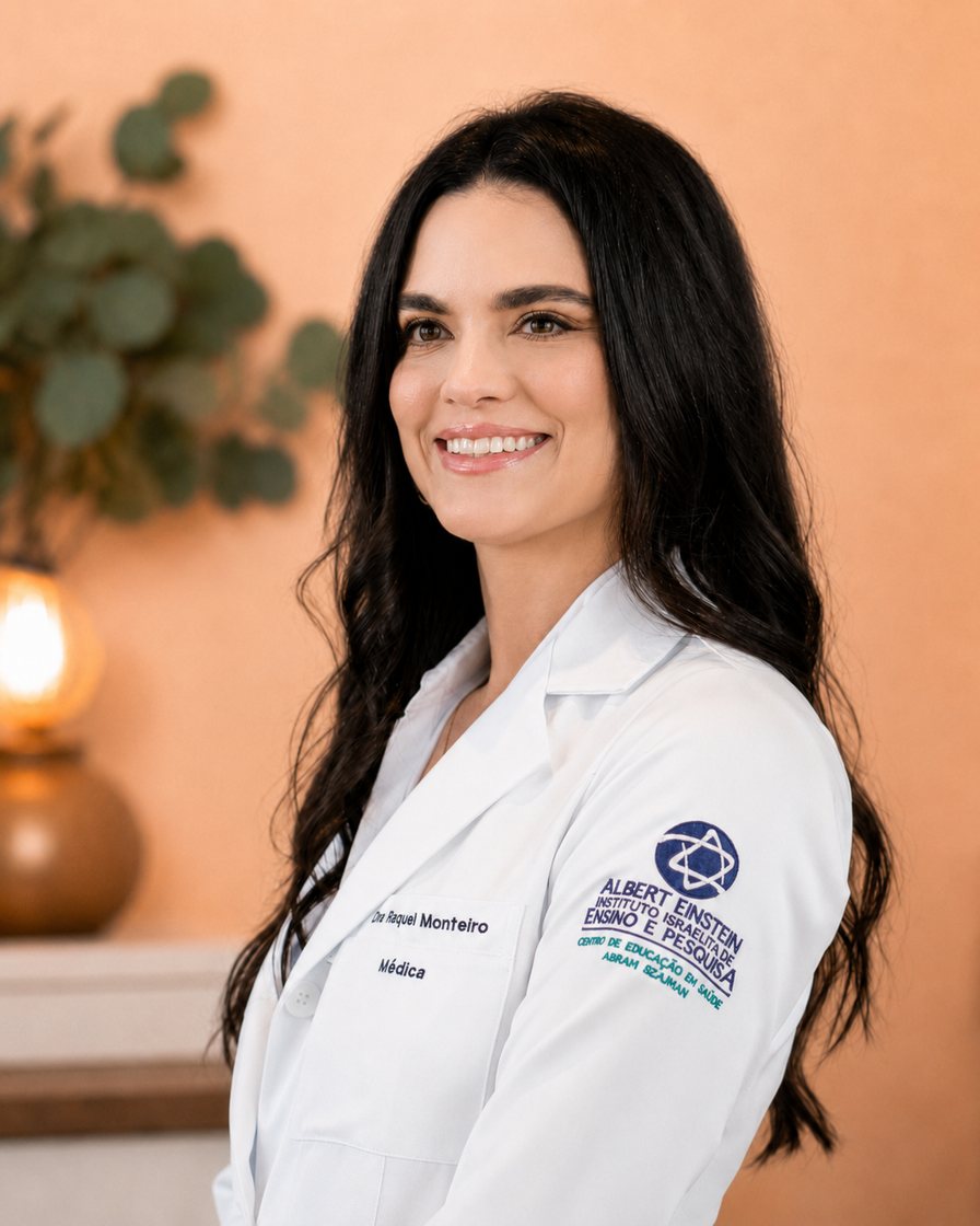 Dra. Raquel Monteiro, médica clínica geral com foco em check-up e medicina preventiva